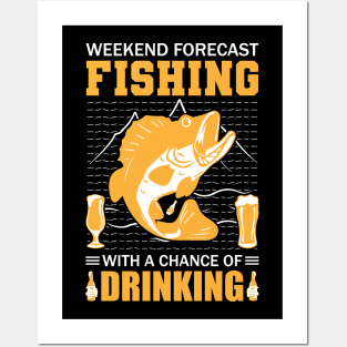 Fishing Drinking T - Shirt Design Posters and Art